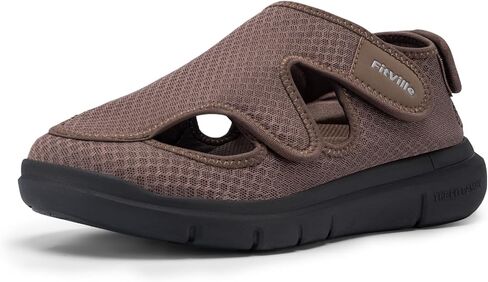 FitVille Diabetic Sandals for Men Extra Wide Diabetic Shoes for Swollen Feet Walking Sandals for Elderly Foot Pain Relief for Plantar Fasciitis in Saudi Arabia