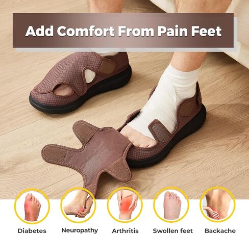 FitVille Diabetic Sandals for Men Extra Wide Diabetic Shoes for Swollen Feet Walking Sandals for Elderly Foot Pain Relief for Plantar Fasciitis in Saudi Arabia