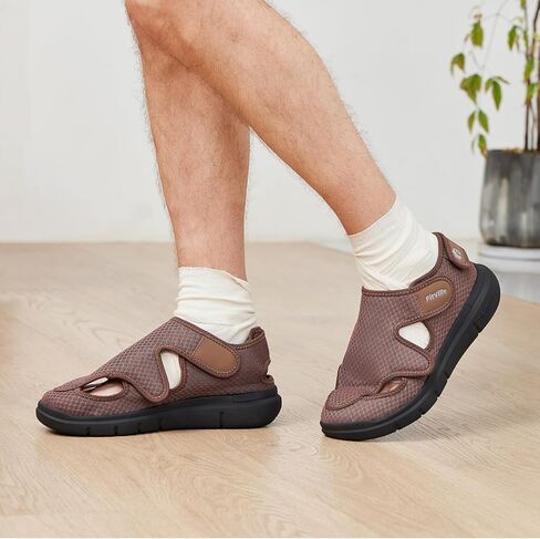 FitVille Diabetic Sandals for Men Extra Wide Diabetic Shoes for Swollen Feet Walking Sandals for Elderly Foot Pain Relief for Plantar Fasciitis in Saudi Arabia