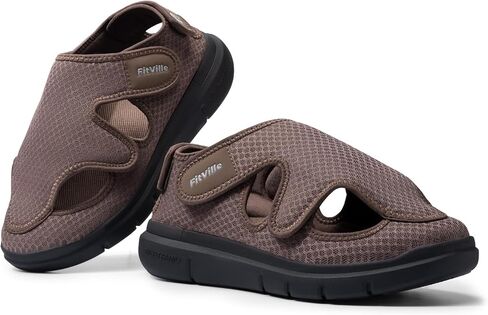 FitVille Diabetic Sandals for Men Extra Wide Diabetic Shoes for Swollen Feet Walking Sandals for Elderly Foot Pain Relief for Plantar Fasciitis in Saudi Arabia