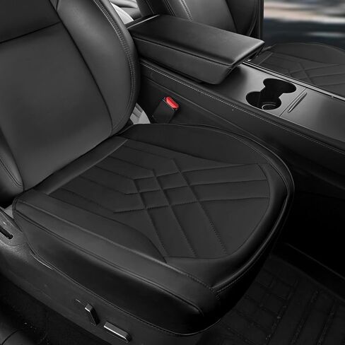 SanQing 2 Pack Car Seat Cover Compatible with Tesla Model 3 and Model Y, Luxury Nappa Leather Front Seat Bottom Cushion Protector Fit for Model3 2019-2023,Model Y 2020-2024 (2 PCS Front/White) in Saudi Arabia