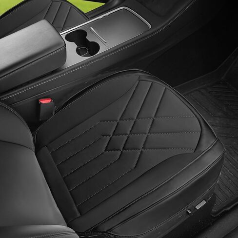SanQing 2 Pack Car Seat Cover Compatible with Tesla Model 3 and Model Y, Luxury Nappa Leather Front Seat Bottom Cushion Protector Fit for Model3 2019-2023,Model Y 2020-2024 (2 PCS Front/White) in Saudi Arabia