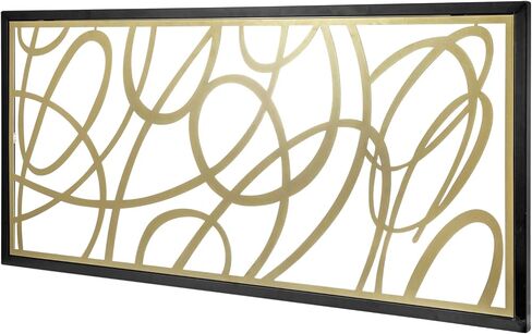 MyGift 44 × 22 لوحة فنية جدارية كبيرة من المعدن الذهبي البسيط بتصميم تجريدي مقطوع بالليزر، مناسبة لديكور المنزل في غرفة المعيشة في الفندق، جاهزة للتعليق in Saudi Arabia