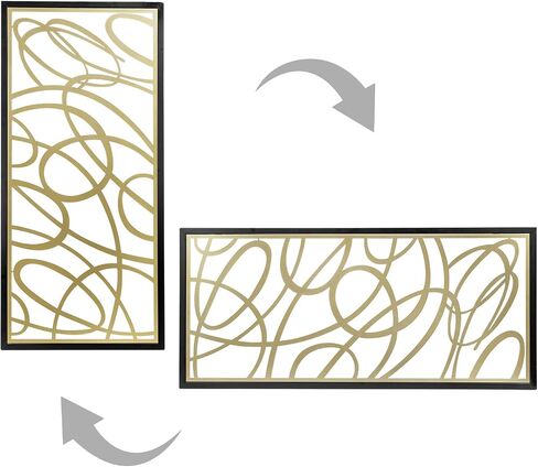 MyGift 44 × 22 لوحة فنية جدارية كبيرة من المعدن الذهبي البسيط بتصميم تجريدي مقطوع بالليزر، مناسبة لديكور المنزل في غرفة المعيشة في الفندق، جاهزة للتعليق in Saudi Arabia