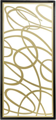 MyGift 44 × 22 لوحة فنية جدارية كبيرة من المعدن الذهبي البسيط بتصميم تجريدي مقطوع بالليزر، مناسبة لديكور المنزل في غرفة المعيشة في الفندق، جاهزة للتعليق in Saudi Arabia