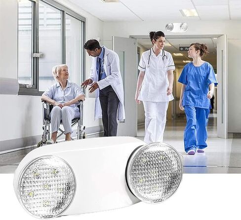 تركيبات إضاءة مخارج الطوارئ LED من OSTEK برأسين، ضوء طوارئ LED متكامل قابل للتعديل بمعايير الولايات المتحدة مع بطارية احتياطية، مؤهل UL 924 (1) in Kuwait