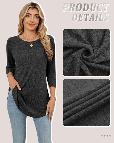 RIYIPER 3 Pack Women's 3/4 Crew Neck Tunic Tubs ، Raglan Sleeve Sleeved Sleved Side Side Dring Thirts فضفاضة in Kuwait