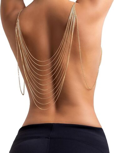 Summer Multi-Layer Metal Harness Tassel Shoulder & Bikini Beach Bra Bridal Wedding Necklace for Women in Saudi Arabia