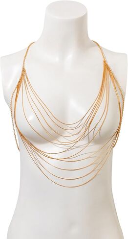 Summer Multi-Layer Metal Harness Tassel Shoulder & Bikini Beach Bra Bridal Wedding Necklace for Women in Saudi Arabia