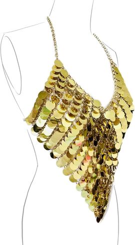 قميص مثير لبراقة للنساء بريق الترتر الرسن العلوي القميص قميص التألق ديسكو ملهى ملابس السلسلة المعدنية أعلى in Kuwait