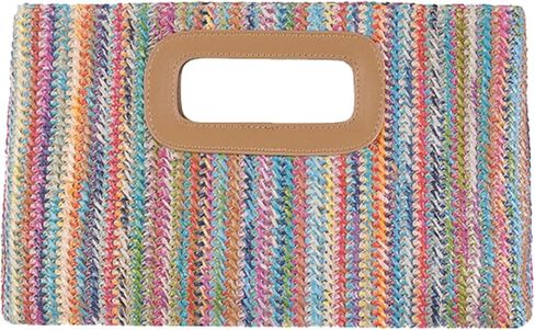 Women Top Handle Handbag Chain Crossbody Bag 2025 Summer Raffia Straw Clutch Beach Vacation Evening Square Purse in Kuwait