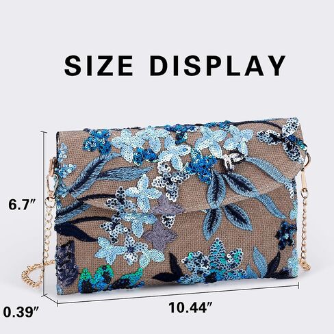 Clutch Purses for Women, Envelope Package, Sequin Embroidered Flowers Straw Bag, Bohemian Handmade Handbags in Saudi Arabia