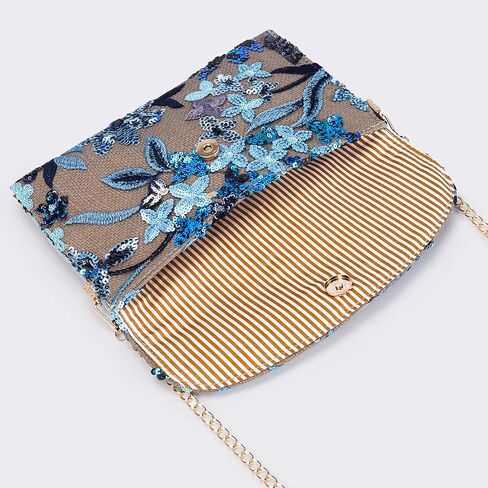 Clutch Purses for Women, Envelope Package, Sequin Embroidered Flowers Straw Bag, Bohemian Handmade Handbags in Saudi Arabia