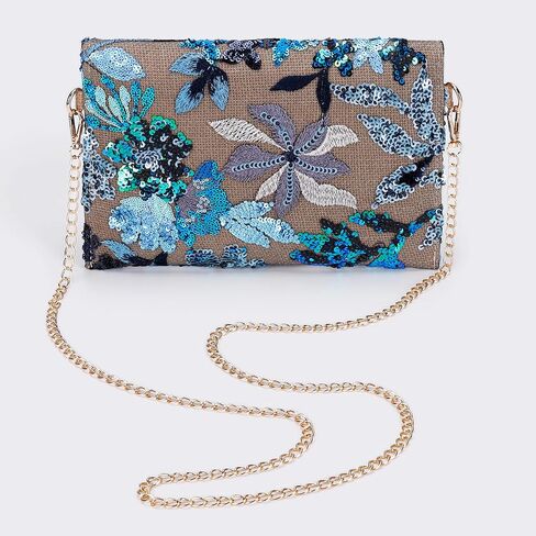 Clutch Purses for Women, Envelope Package, Sequin Embroidered Flowers Straw Bag, Bohemian Handmade Handbags in Saudi Arabia