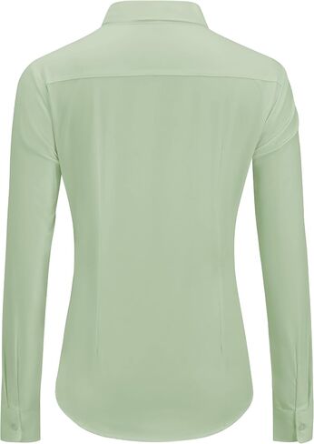J.VER Womens Button Down Dress Shirts Solid Long Sleeve Wrinkle Free Formal Collared Shirt Casual Business Blouse with Pocket in Kuwait