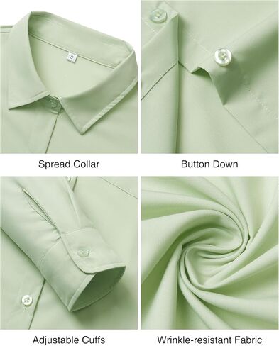 J.VER Womens Button Down Dress Shirts Solid Long Sleeve Wrinkle Free Formal Collared Shirt Casual Business Blouse with Pocket in Kuwait