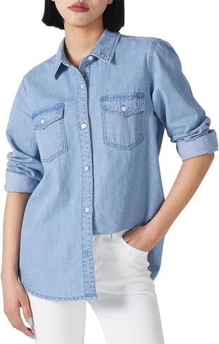 HISEA Women Denim Shirt Long Sleeve Button Down Shirts Regular Fit Casual Lightweight Jean Shirt in Kuwait