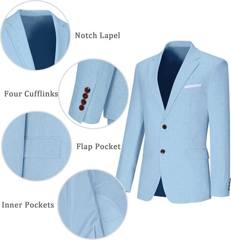 Men's Suit 3 Piece Linen Suits Slim Fit Suit Blazer Vest Pants Set Wedding Prom Tuxedos Business Casual Suit in Kuwait