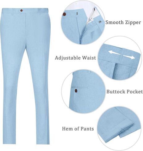 Men's Suit 3 Piece Linen Suits Slim Fit Suit Blazer Vest Pants Set Wedding Prom Tuxedos Business Casual Suit in Kuwait