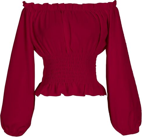 Oiefeen Womens Renaissance Peasant Blouse Off Shoulder Long Sleeve Tops in Kuwait