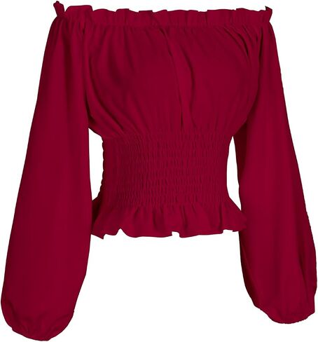 Oiefeen Womens Renaissance Peasant Blouse Off Shoulder Long Sleeve Tops in Kuwait