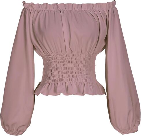 Oiefeen Womens Renaissance Peasant Blouse Off Shoulder Long Sleeve Tops in Kuwait