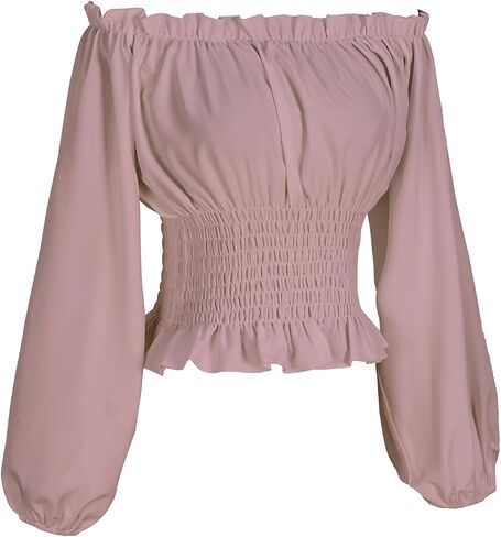 Oiefeen Womens Renaissance Peasant Blouse Off Shoulder Long Sleeve Tops in Kuwait