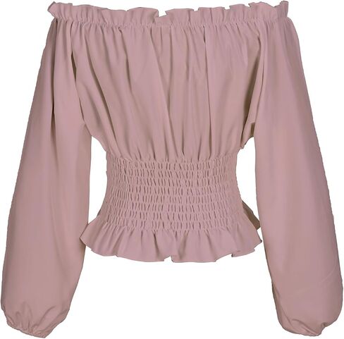 Oiefeen Womens Renaissance Peasant Blouse Off Shoulder Long Sleeve Tops in Kuwait