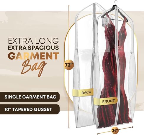 Women’s Dress and Gown Garment Bag -72"x24" and 10" Tapered Gusset -Your Bags in Saudi Arabia