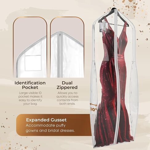 Women’s Dress and Gown Garment Bag -72"x24" and 10" Tapered Gusset -Your Bags in Saudi Arabia