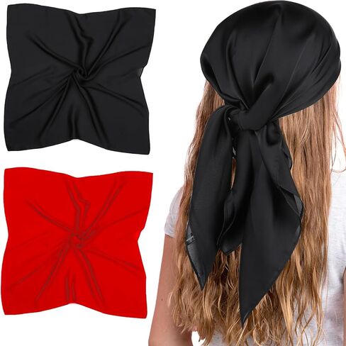 Women Satin Square Head Scarf Medium Neck Scarve Like Silk Sleeping Hair Wrapping Night Square Solid Hair Bandana in Saudi Arabia