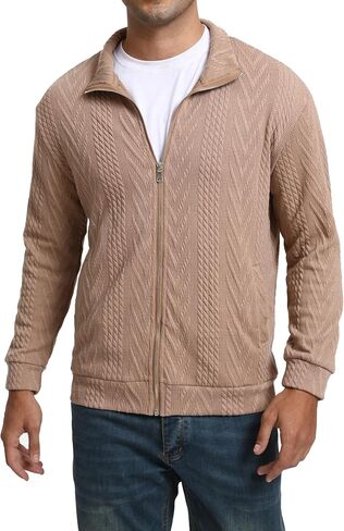 Men’s Full Zip Up Cardigan Outerwear Casual Shawl Collar Open Front Cardigan Sweaters with Pockets in Saudi Arabia