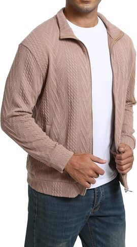 Men’s Full Zip Up Cardigan Outerwear Casual Shawl Collar Open Front Cardigan Sweaters with Pockets in Saudi Arabia