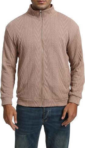 Men’s Full Zip Up Cardigan Outerwear Casual Shawl Collar Open Front Cardigan Sweaters with Pockets in Saudi Arabia