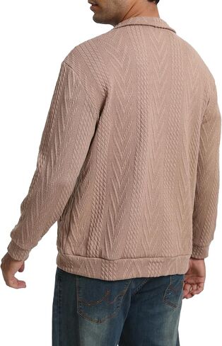 Men’s Full Zip Up Cardigan Outerwear Casual Shawl Collar Open Front Cardigan Sweaters with Pockets in Saudi Arabia