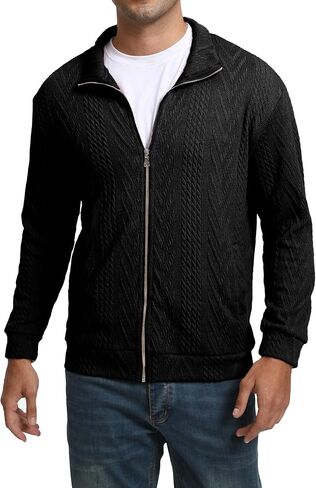 Men’s Full Zip Up Cardigan Outerwear Casual Shawl Collar Open Front Cardigan Sweaters with Pockets in Saudi Arabia