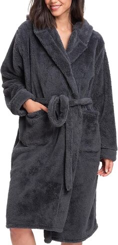 Mad Dog Fleece Sherpa Robes for Women Soft and Comfy Hooded Bathrobe - Fluffy Long Women's Rob in Kuwait