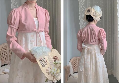 Regency Spencer Jacket Womens Jane Austen Costume Pink Crop Coat Top in Saudi Arabia