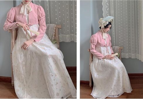 Regency Spencer Jacket Womens Jane Austen Costume Pink Crop Coat Top in Saudi Arabia