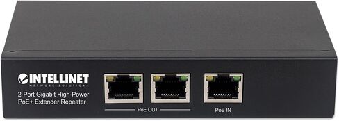 موسع Intellinet Industrial Gigabit PoE++، منفذ إخراج واحد بقدرة 80 وات، يمتد PoE حتى 328 قدمًا أخرى، قابل للتركيب على السكك الحديدية DIN، تصنيف IP30، معدن - ضمان Mfg لمدة 3 سنوات - 508957 in Kuwait