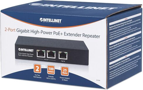 موسع Intellinet Industrial Gigabit PoE++، منفذ إخراج واحد بقدرة 80 وات، يمتد PoE حتى 328 قدمًا أخرى، قابل للتركيب على السكك الحديدية DIN، تصنيف IP30، معدن - ضمان Mfg لمدة 3 سنوات - 508957 in Kuwait