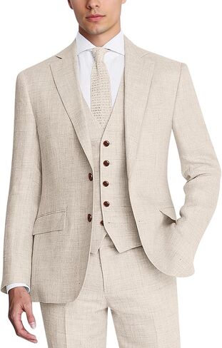 Men's Suit 3 Piece Linen Suits Slim Fit Suit Blazer Vest Pants Set Wedding Prom Tuxedos Business Casual Suit in Kuwait