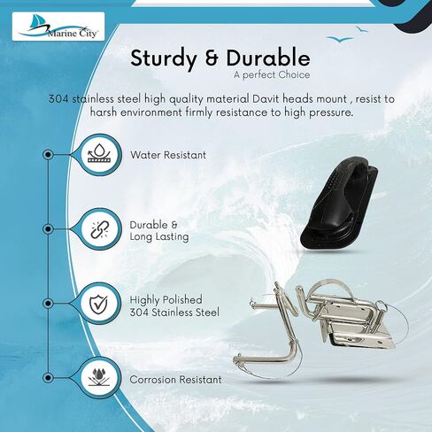 MARINE CITY 316 Stainless Steel Snap Insta-Lock Quick Davits for Inflatable Dinghy Instant Lock System Kit (2 Pcs) in Saudi Arabia