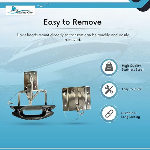 MARINE CITY 316 Stainless Steel Snap Insta-Lock Quick Davits for Inflatable Dinghy Instant Lock System Kit (2 Pcs) in Saudi Arabia