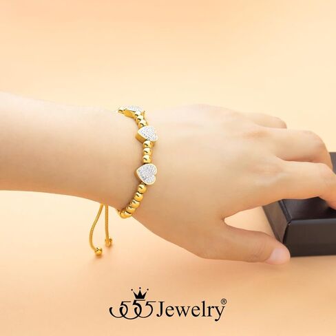 555 jewelry المرأة الفولاذ المقاوم للصدأ الحب قلب سوار حساسة متدلية in Kuwait