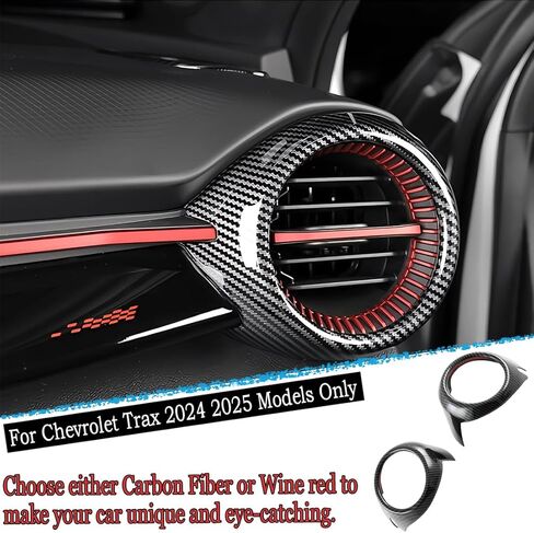 Dashboard AC Air Vent Outlet Trim, for Chevrolet Trax 2024 2025 - ABS Carbon Fiber Sport Interior Trim Accessories in Kuwait