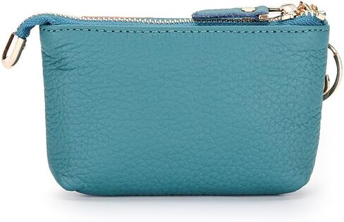 Genuine Leather Floral Zipper Coin Purse Key Change Holder With Key Ring for Women (Grey) in Kuwait