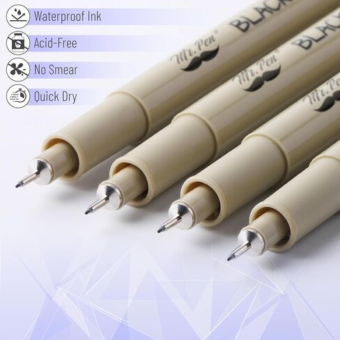 Mr. Pen- Drawing Pens for Artists, 8 Pack/Fineliner Micro Anime/Sketch Pens, Line Art/Inking Pens, Fine Point Bible Journaling Pens in Saudi Arabia