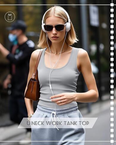 Huukaey 3 Pack Tops Racerback Tank Tops ، Cotton Sublessed Undershirt Stanks Slim Fit Stretch Yoga تمرين الصيف in Saudi Arabia