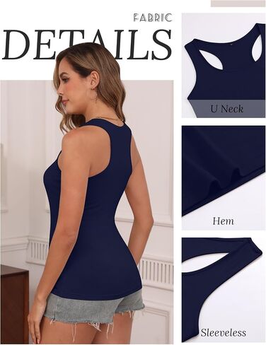 Huukaey 3 Pack Tops Racerback Tank Tops ، Cotton Sublessed Undershirt Stanks Slim Fit Stretch Yoga تمرين الصيف in Saudi Arabia
